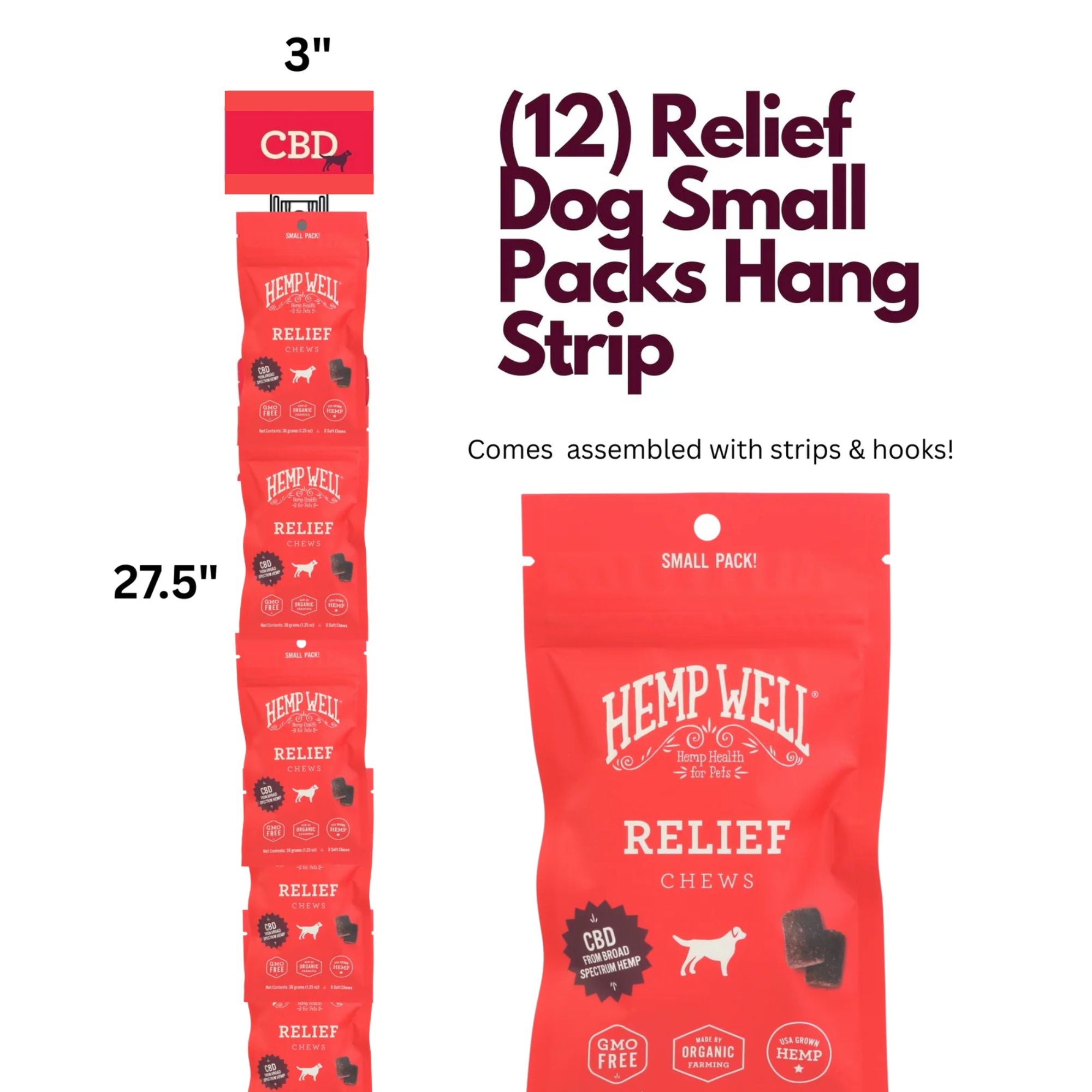 Relief CBD Dog Small Pack Hang Strip Kit (12 units)
